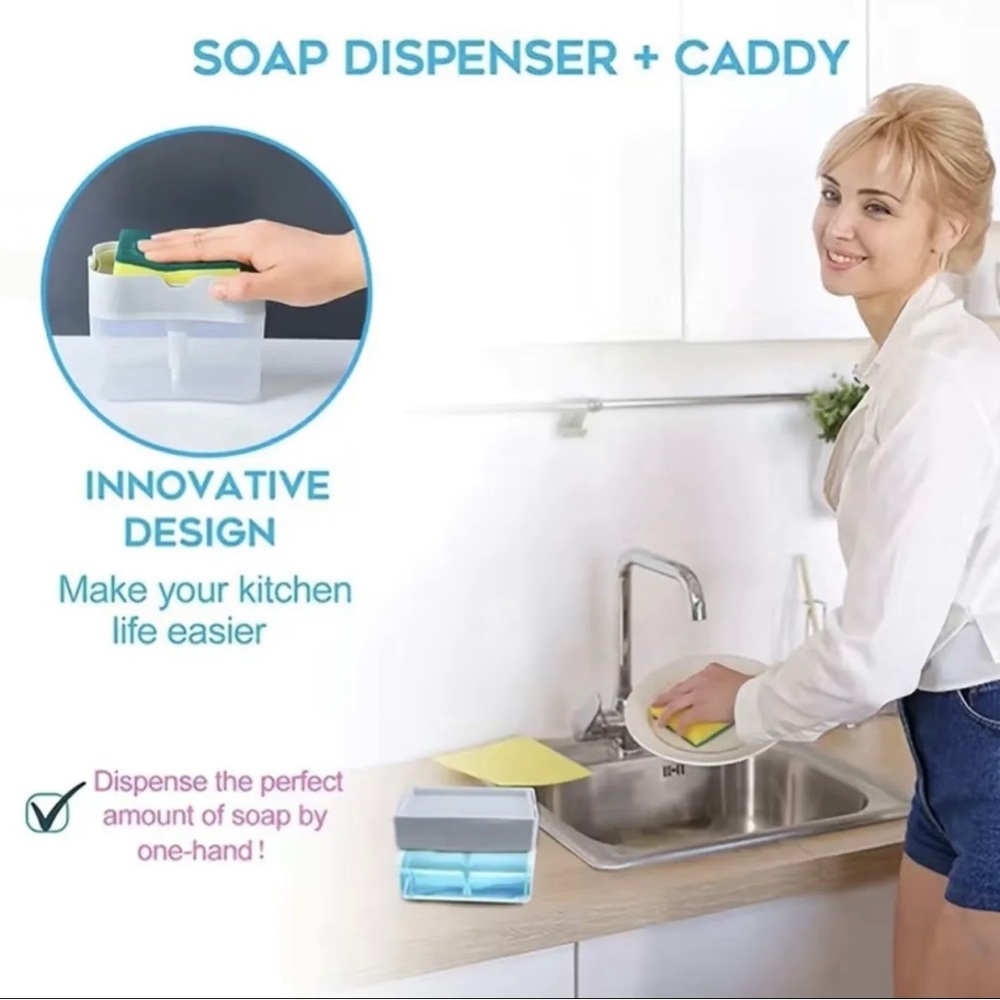 Dish Soap Dispenser for Kitchen,Sponge Holder Sink Dish
Washing 13 Oz - Picture 8 of 8